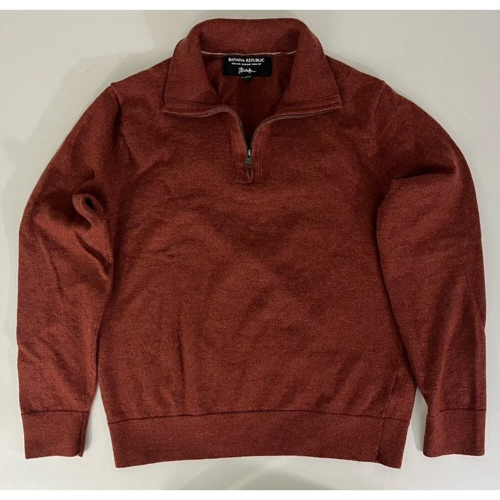Banana Republic Merino Wool Sweater Men’s M Burnt Orange *See Photos